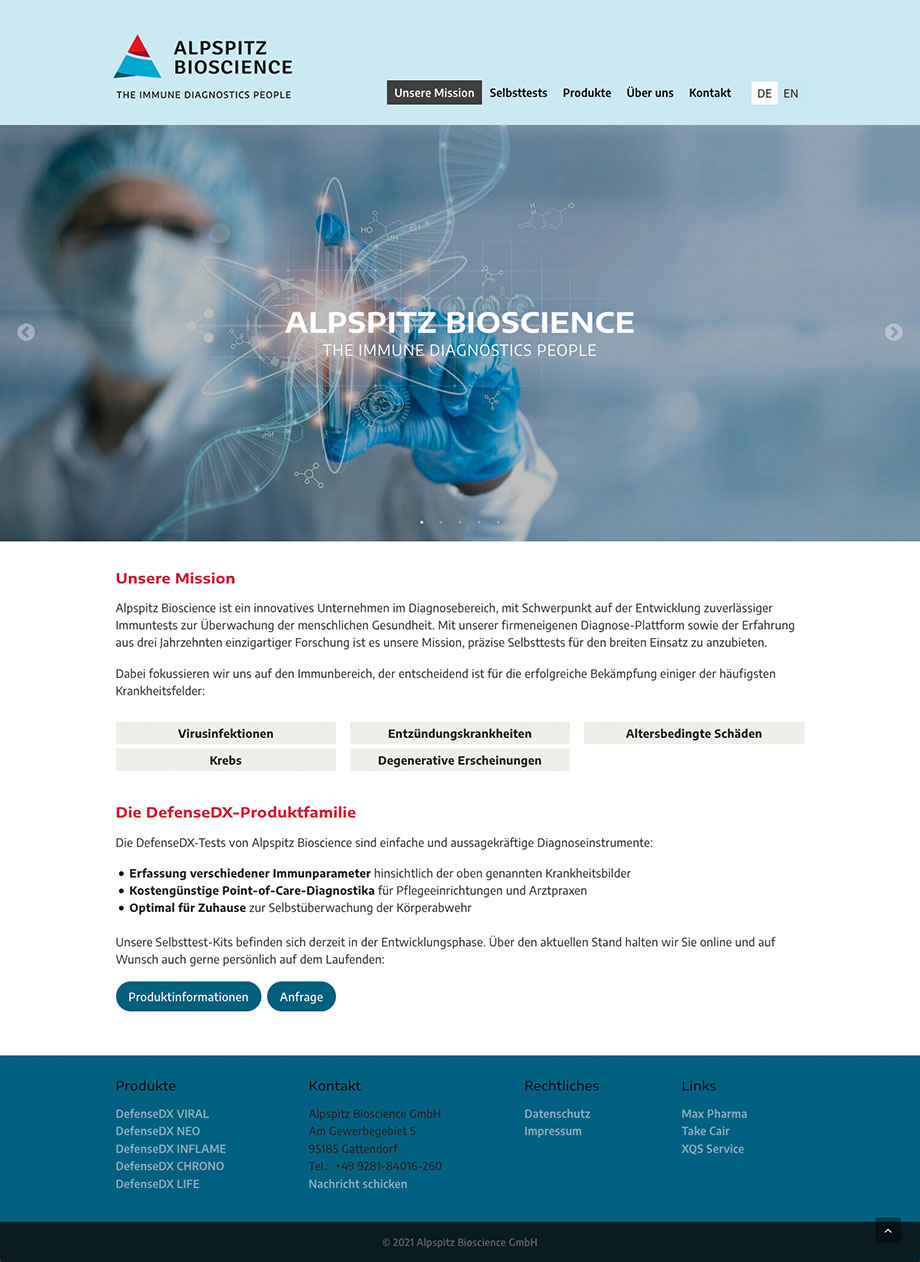 Webdesign www.alpspitz-bioscience.com