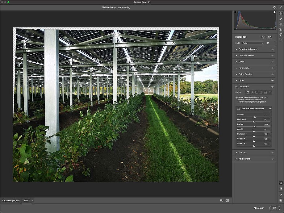 Anpassung der Bildgeometrie in Camera RAW