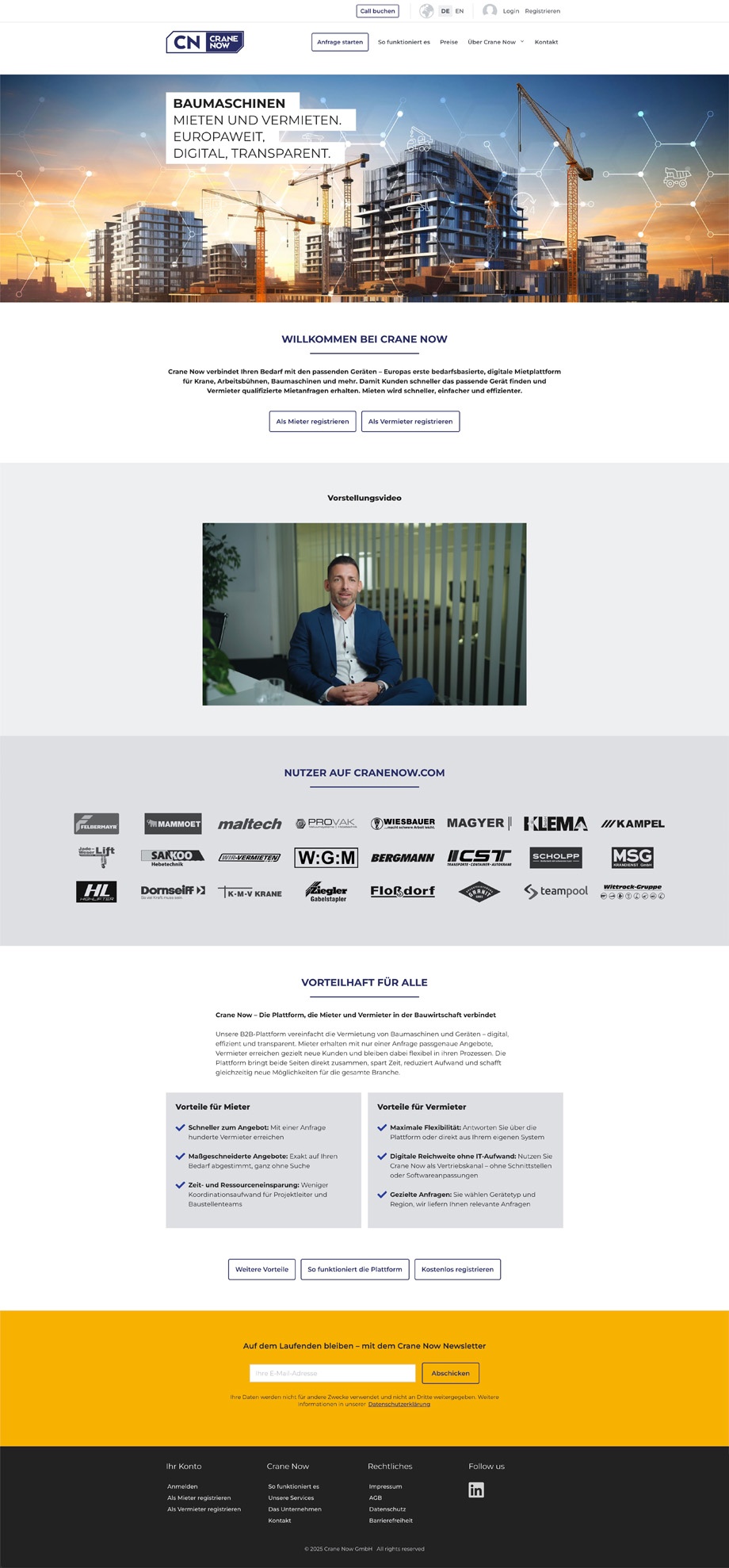 Webdesign von Studio2 für Crane Now GmbH