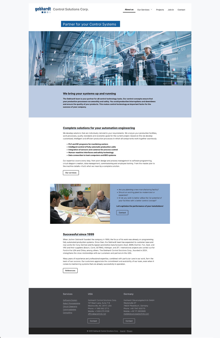 Webdesign von Studio2 für Gebhardt Control Solutions