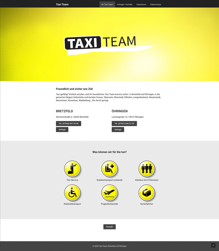 Taxi Team WordPress-Website von Studio2